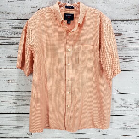 Saddlebred Men's Orange Button Up Short Sleeve Shirt Size Large - Picture 1 of 11
